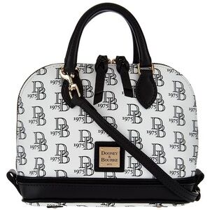 Dooney & Bourke Black and White DB75 Multi Domes Canvas Mini Satchel NO STRAP